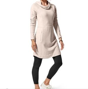 Athleta Heathered Sans Power Down Long Sleeve Dress Size Small